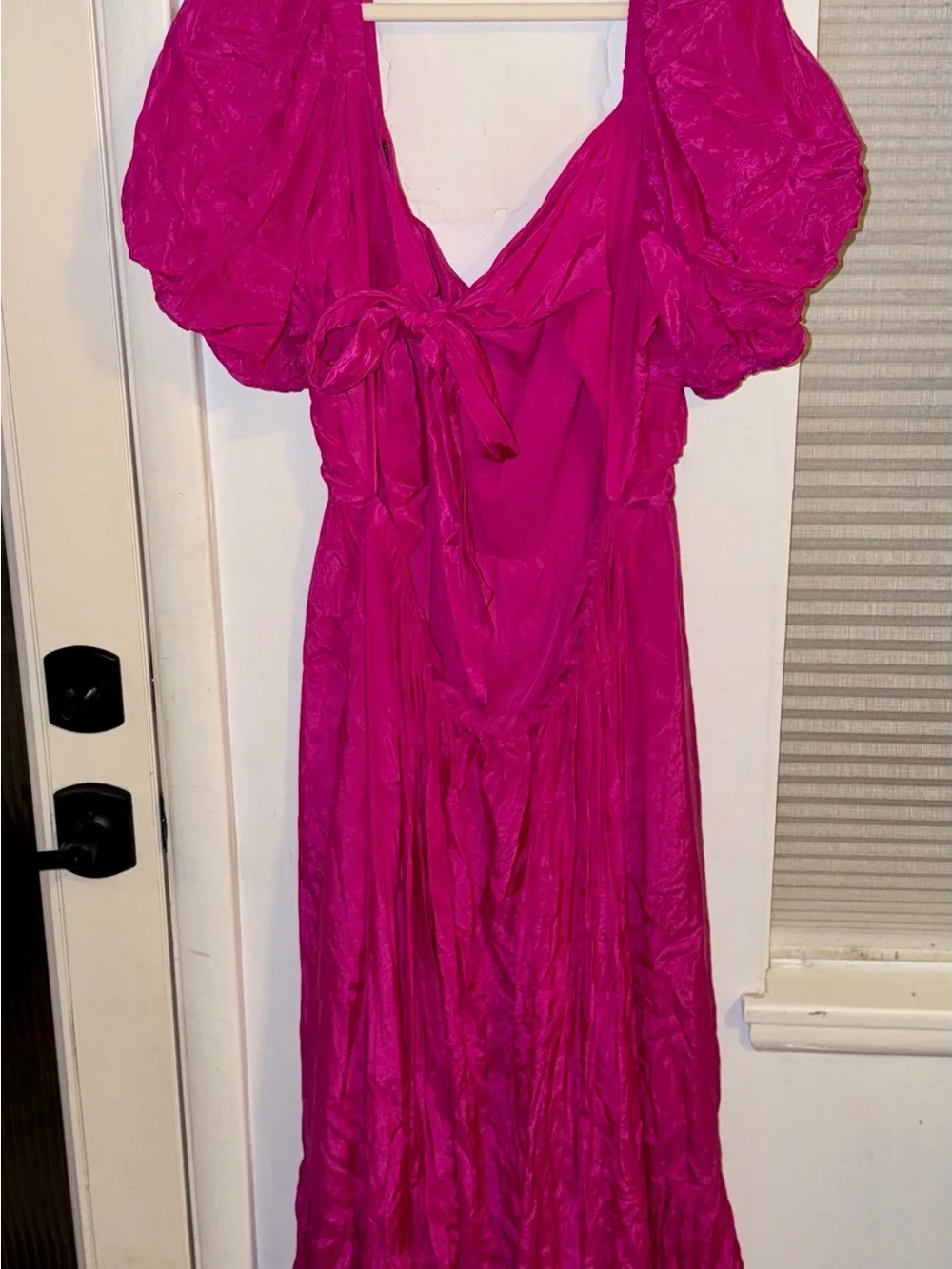 Abercrombie & Fitch Emerson Drama Bow-Back Pink Maxi Dress Tiered - XXL TALL